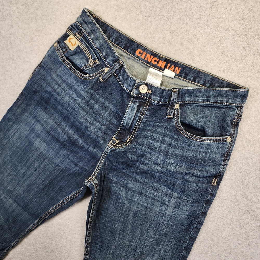 Cinch Ian Jeans Mens 34x32 Slim Fit Boot Cut Denim Blue Western Cowboy